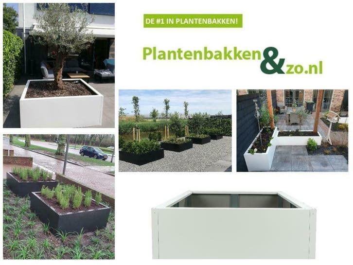Witte plantenbakken; grote stalen plantenbakken voor buiten!, Tuin en Terras, Bloembakken en Plantenbakken, 30 tot 60 cm, 100 cm of meer
