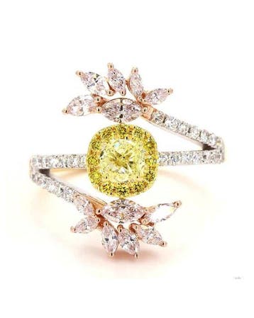 Statement ring - 18 karaat Witgoud, Geel goud - 1.80ct. tw.