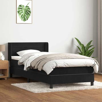 vidaXL Boxspring met matras fluweel zwart 90x210 cm, Verzenden, Nieuw, Zwart, Stof