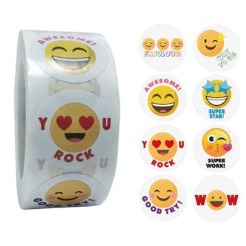 500 Stickers Op Rol - 2.5cm - Emoji Tekst 1 -, Verzenden, Nieuw