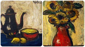 Raymond De Roeck (1924) - Koffiekan en zonnebloem