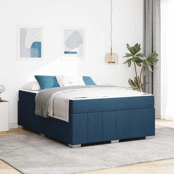 vidaXL Bedframe met matras Blauw 140 x 200 cm Stof, Stof, Verzenden, Blauw, Nieuw