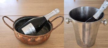 WMF silverplated cromagen champagne cooler and a copper one