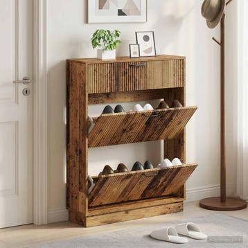 vidaXL Schoenenkast HOORN 78 x 24 x 100 cm Bewerkt hout Oud, Verzenden, Nieuw