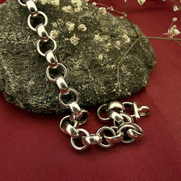 Witgouden robuuste jasseron schakelarmband, Ophalen of Verzenden, Gebruikt, Goud, Goud