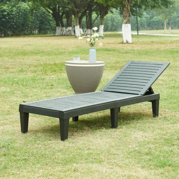 Ligbed Ateleta 172x58x73,5 cm zwart gestructureerd casa.pro, Tuin en Terras, Verzenden, Nieuw