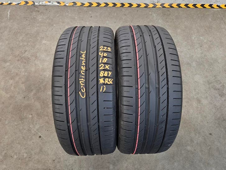 225/40/18 88Y*RSC CONTINENTAL ZOMERBANDEN 6MM PROFIEL 2X, Auto-onderdelen, Banden en Velgen, 18 inch, Erkend duurzaam, Zomerbanden