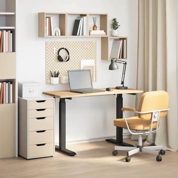 vidaXL Bureau Zwart en natuurlijk 120 x 60 cm Massief, Huis en Inrichting, Verzenden, Nieuw