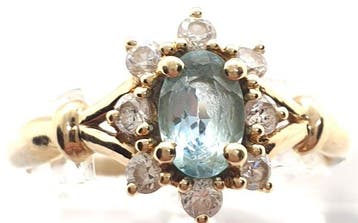 Ring - 18 karaat Geel goud - 0.28ct. tw. Aquamarijn -, Nieuw