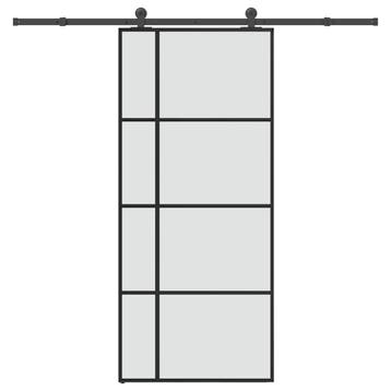 vidaXL Schuifdeur met beslag 90x205 cm ESG-glas en aluminium, Doe-het-zelf en Verbouw, Deuren en Horren, Verzenden, Nieuw
