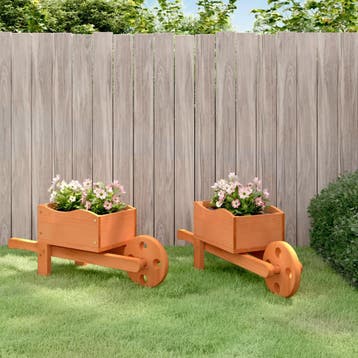vidaXL Plantenbakken kruiwagen 2 st 47x15x19 cm massief, Verzenden, Nieuw