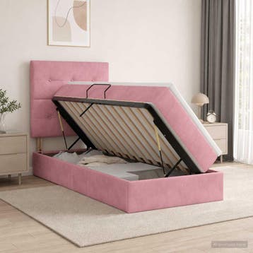 vidaXL Opslag bed met matras met hoofdeinde Roze 100 x 200, Verzenden, Nieuw, Stof