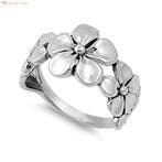 Zilveren bloemen plumeria ring, Verzenden, Nieuw, Zilver