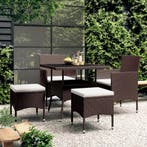 vidaXL 5-delige Loungeset poly rattan bruin, Tuin en Terras, 4 zitplaatsen, Nieuw, Loungeset, Verzenden