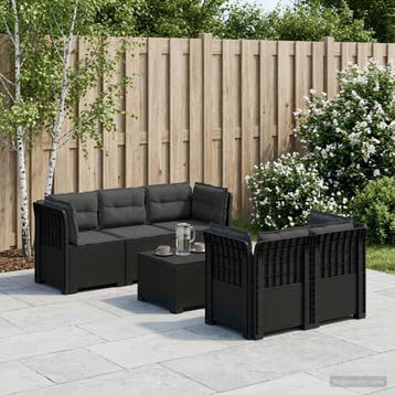 vidaXL 5-Zits Tuin Sofa met Kussens Rattan Look PP Antraciet, Verzenden, Nieuw