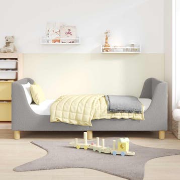 vidaXL Bedframe voor kinderen met hoofdbord Lichtgrijs 80 x, Verzenden, Nieuw, Stof
