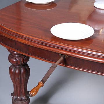 Massief mahonie eetkamertafel met slinger en inlegbladen Vic, Ophalen of Verzenden