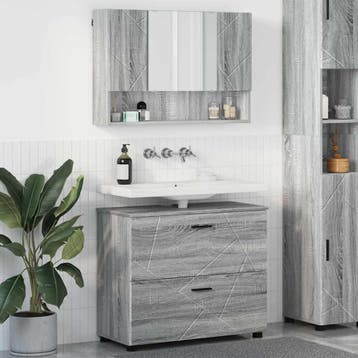 vidaXL Badkamermeubelset 2 st Grijs Sonoma 76,5 x 35 x 64 cm, Verzenden, Nieuw, Overige typen