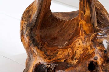 Massief houten bijzettafel ROOT 40cm naturel teakhout, Ophalen of Verzenden, Nieuw