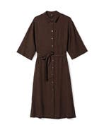 HEMA Damesjurk Dawn midi regular fit donkerbruin, Verzenden, Nieuw