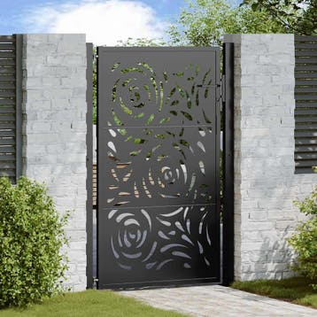 vidaXL Poort met vlamontwerp 100x150 cm staal zwart, Tuin en Terras, Verzenden, Nieuw