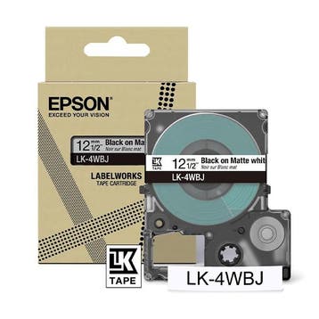 Epson LK-4WBJ matte tape zwart op wit 12 mm (origineel), Computers en Software, Printerbenodigdheden, Verzenden, Nieuw, Printertape