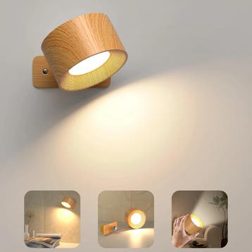Houten led wandlamp draadloos touch dimbaar, Verzenden, Nieuw