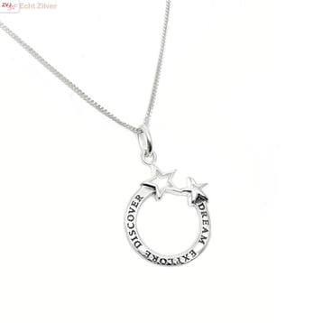 Zilveren dream explore discover stars ketting, Verzenden, Nieuw, Zilver