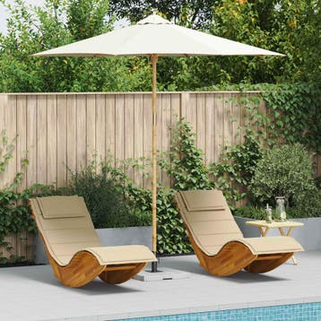 vidaXL Tuinparasol Ø 270 x 260 cm Bamboe Rond Crèmewit, Tuin en Terras, Verzenden, Nieuw, 2 tot 3 meter