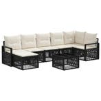 vidaXL Tuinbankenset 8 pcs Zwart poly rattan, Verzenden, Nieuw, 8 zitplaatsen