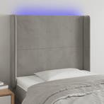 vidaXL Hoofdbord LED 83x16x118/128 cm fluweel lichtgrijs, Verzenden, Nieuw, Grijs, Stof