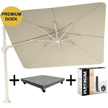 Nexus T2 premium zweefparasol 300x300 cm sand stone mast, Ophalen of Verzenden, Nieuw