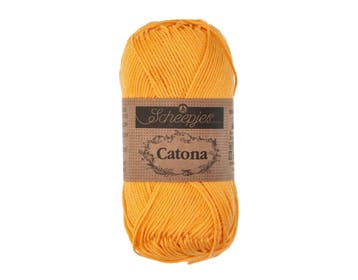 Scheepjes Catona 25g - 208 Yellow Gold, Hobby en Vrije tijd, Breien en Haken, Ophalen of Verzenden, Nieuw, Breien of Haken, Wol of Garen