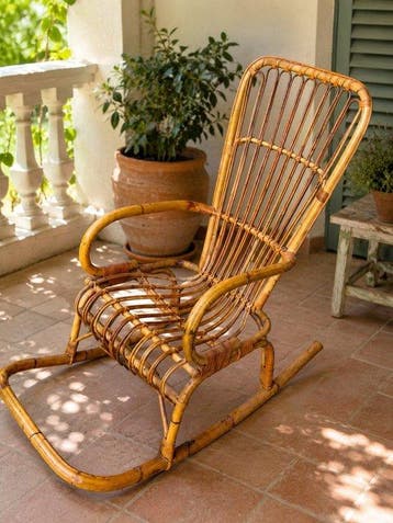 Schommelstoel - Bamboe, Rattan - Wieg van bamboe