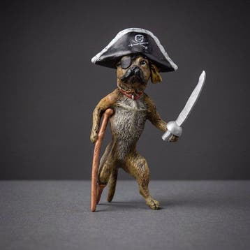 Beeld, Hond Piraat - 9.7 cm - Brons