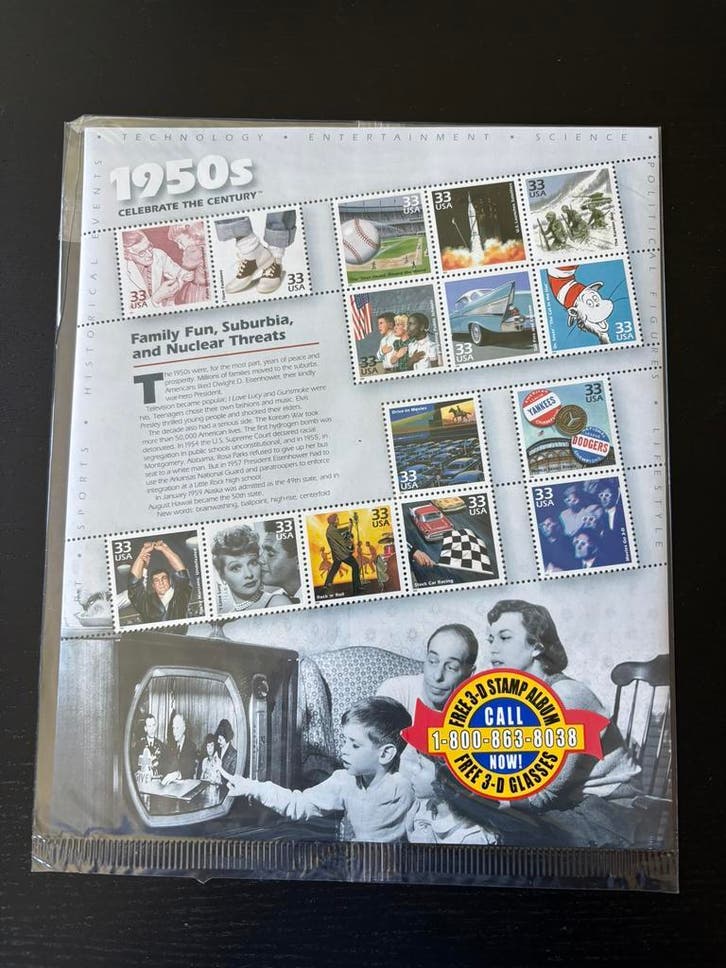 Postzegels - Vel celebrate the century - 1950s (Amerika), Postzegels en Munten, Postzegels | Amerika, Noord-Amerika, Postfris