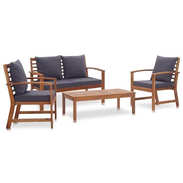 vidaXL 4-delige Loungeset met kussens massief acaciahout, Tuin en Terras, 4 zitplaatsen, Verzenden, Nieuw, Loungeset