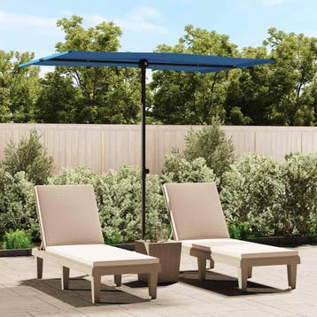 vidaXL Parasol met aluminium paal 2x1,5 m azuurblauw, Verzenden, Nieuw, 2 tot 3 meter