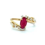 Ring - 14 karaat Geel goud - 1.33ct. tw. Robijn - Diamant, Nieuw