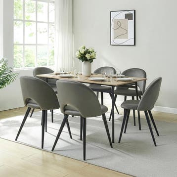 Eetkamerstoelen Karijo set van 6 fluweel 77x50x55 cm grijs e, Verzenden, Nieuw