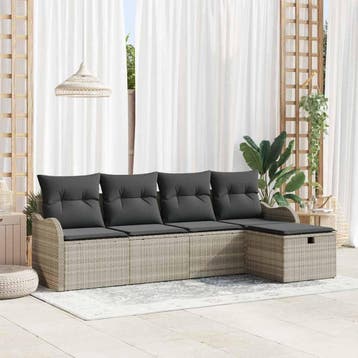 vidaXL Tuin Sofa Set 5 st Poly riet, Verzenden, Nieuw, Rotan, 5 zitplaatsen