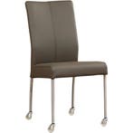 Leren eetkamerstoel Comfort met wieltjes - Toledo Moss, Huis en Inrichting, Bruin, Nieuw, Leer, Ophalen of Verzenden