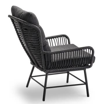 Mondial Living Loungestoel Dex met Hocker Charcoal, Tuin en Terras, Tuinstoelen, Ophalen of Verzenden, Nieuw