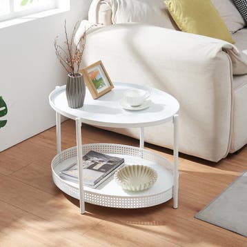 Salontafel Jäller ovaal 66x51x44 cm wit [en.casa], Huis en Inrichting, Verzenden, Nieuw