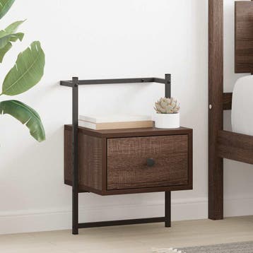 vidaXL Nachtkastje wandgemonteerd 35x30x51 cm hout bruin, Minder dan 45 cm, Verzenden, Nieuw, Minder dan 55 cm