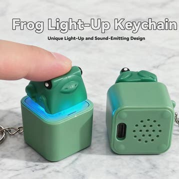 Grappige Kikker Sleutelhanger met Geluid & LED - Oplaadbare
