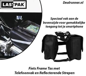 Fiets Frame Tas met Telefoonvak en Reflecterende Strepen, Verzenden, Nieuw