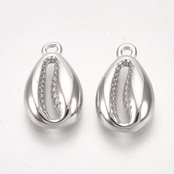 Kauri Schelp bedel real platinum plated, 12,5 x 7,5x3mm,..., Ophalen of Verzenden, Nieuw, Kraal