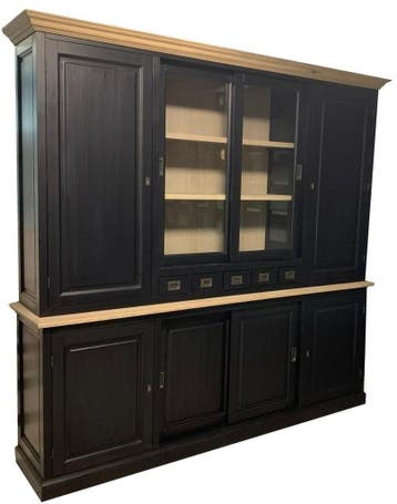 Buffetkast zwart -eiken interieur en lijsten Gieten 240cm, Ophalen of Verzenden, Nieuw