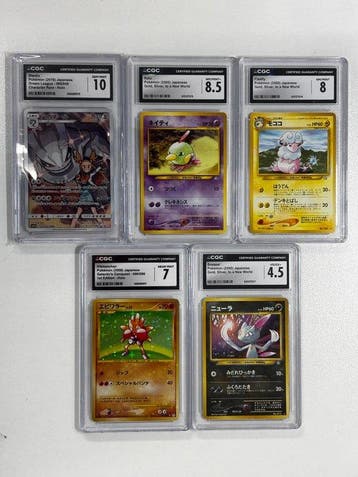 Pokémon - 5 Graded card - Steelix, Natu, Flaaffy,, Nieuw